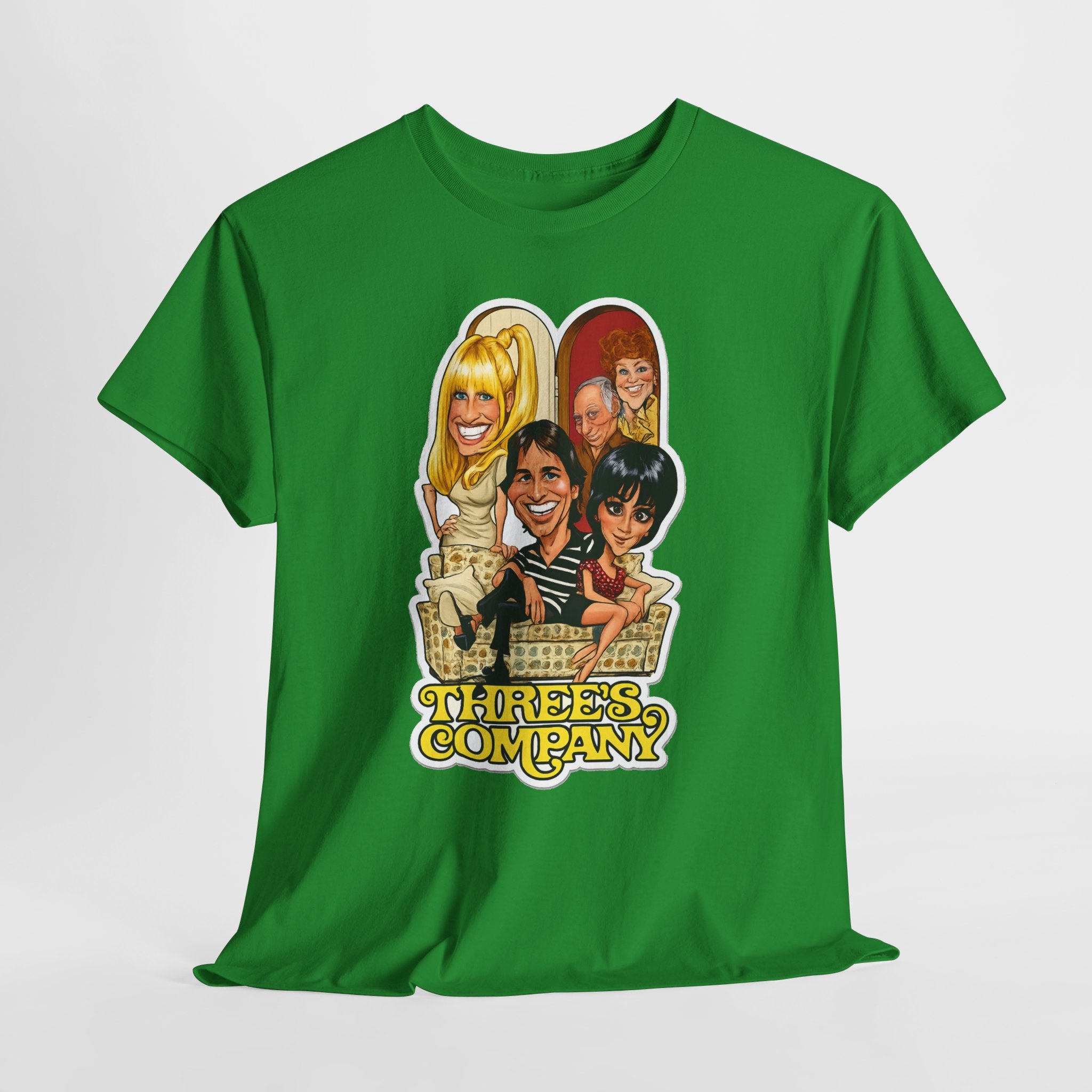 Three's Company Retro TV Tee — Vintage Sitcom Caricature T-Shirt