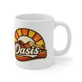 Oasis Mountain Sunrise Coffee Mug — Retro Palm Desert Ceramic Cup (11oz & 15oz)