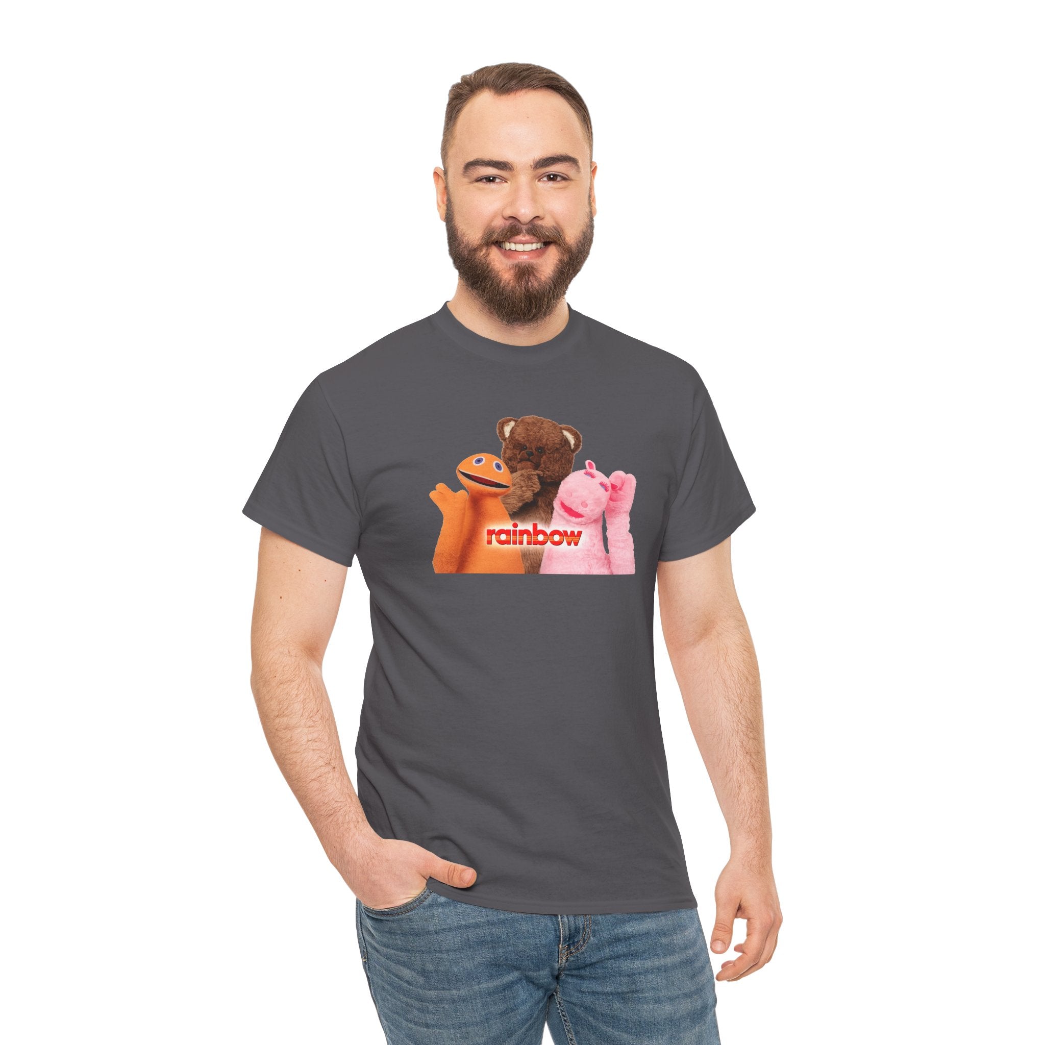 Rainbow Kids TV Zippy, George and Bungle Puppets T-Shirt — Cute Teddy & Hand Puppets Graphic Tee