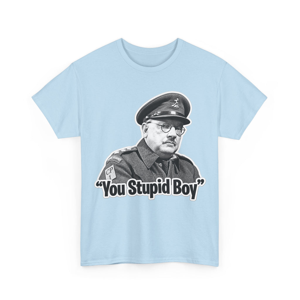 Dads Army Inspired You Stupid Boy T-Shirt — Vintage Cop Illustration Funny Graphic Tee
