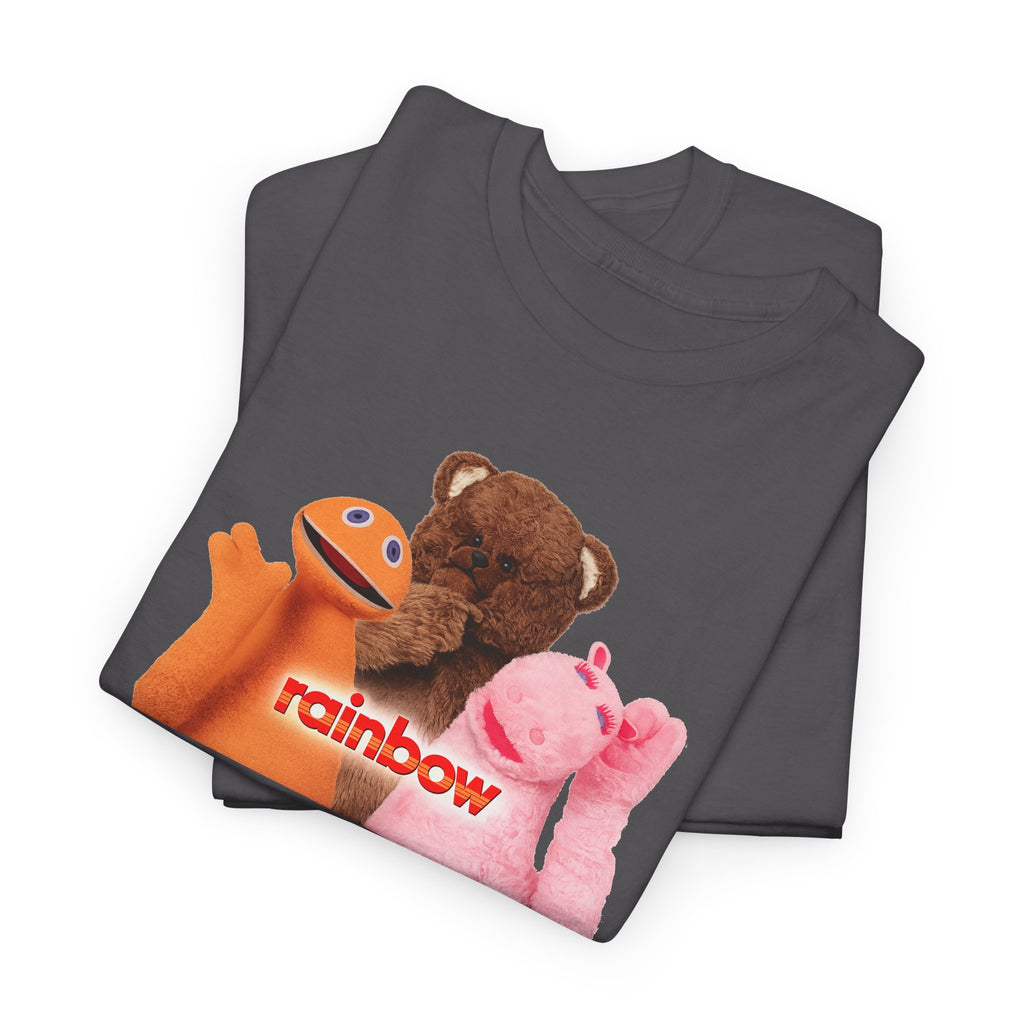 Rainbow Kids TV Zippy, George and Bungle Puppets T-Shirt — Cute Teddy & Hand Puppets Graphic Tee