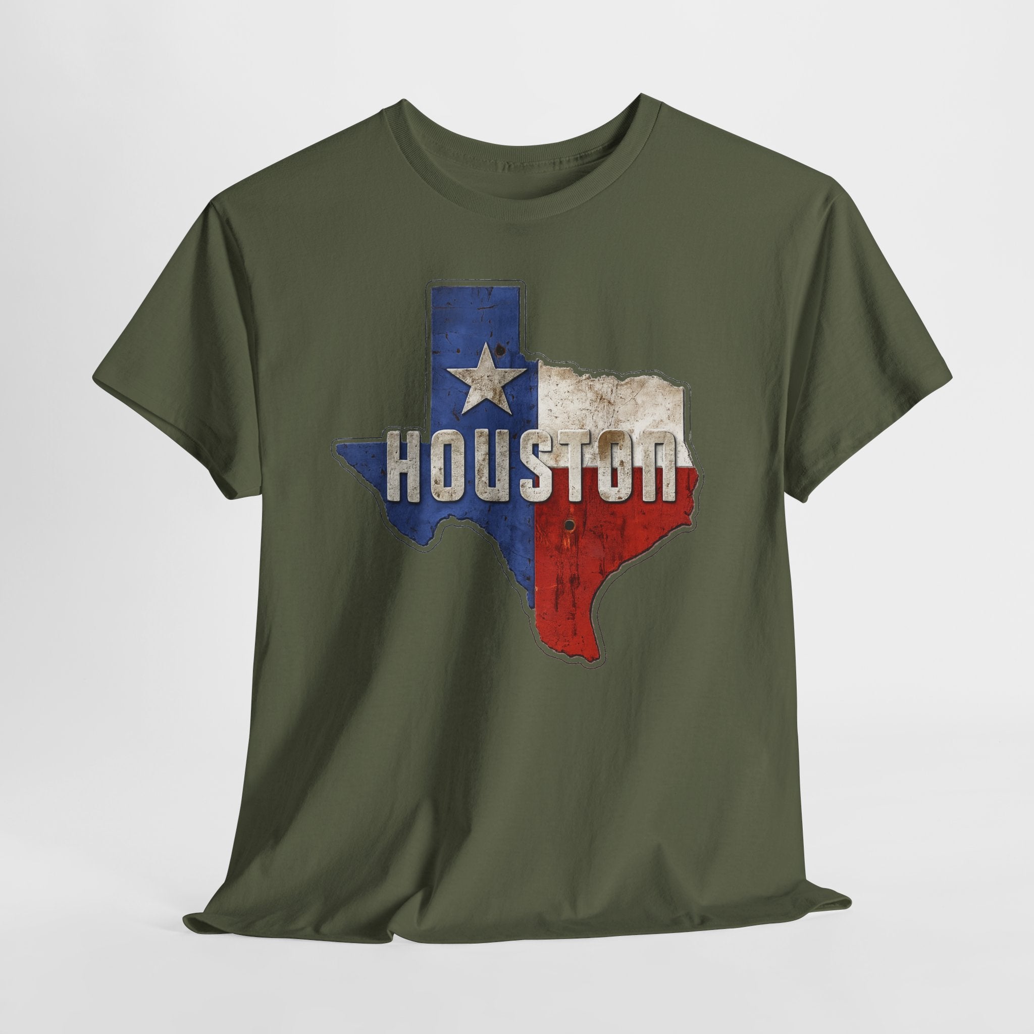 Houston Texas Flag Graphic Tee — Vintage State Outline T-Shirt