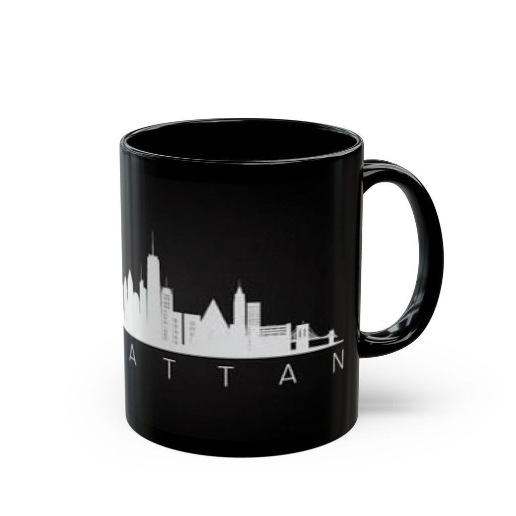 Manhattan Skyline Black Mug — Cityscape Coffee Cup (11oz & 15oz)