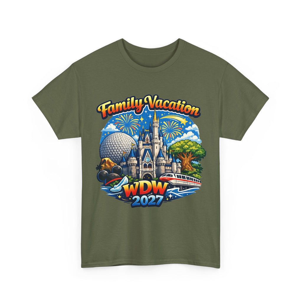 Family Vacation WDW 2027 T-Shirt – Disney Park Castle & Fireworks Vacation Tee