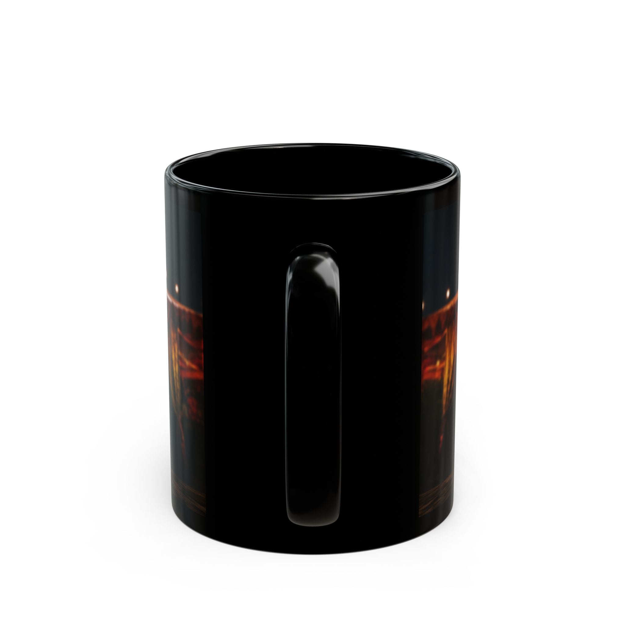 Gothic Horror Bookstack Black Coffee Mug — Vintage Circus, Witchy Reading Vibe (11oz/15oz)