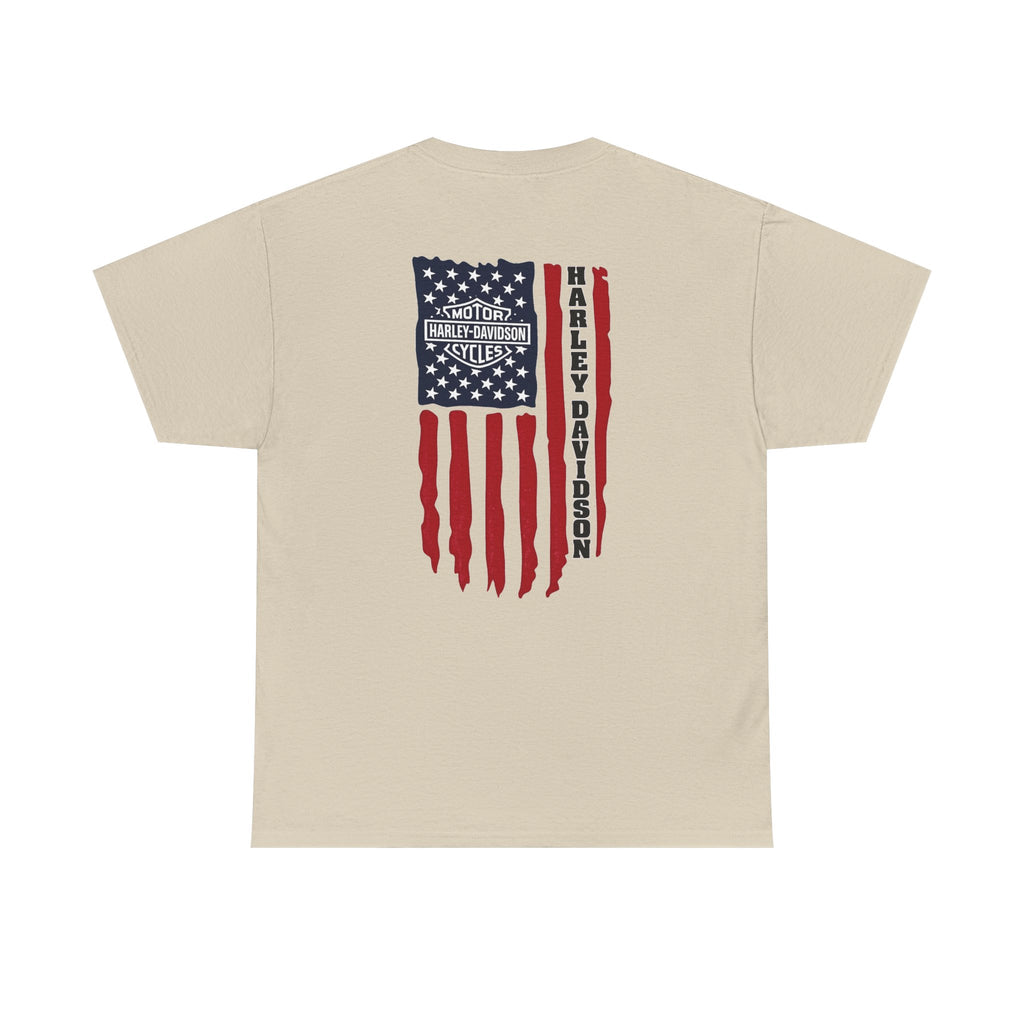 Harley-Style Flag Tee — American Motorcycle Logo T-Shirt