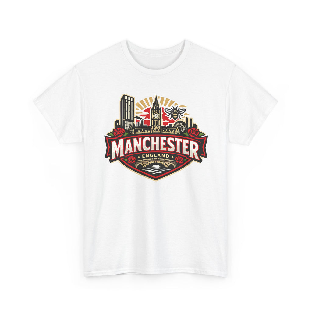 Manchester England Skyline T-Shirt — Vintage City Crest Tee