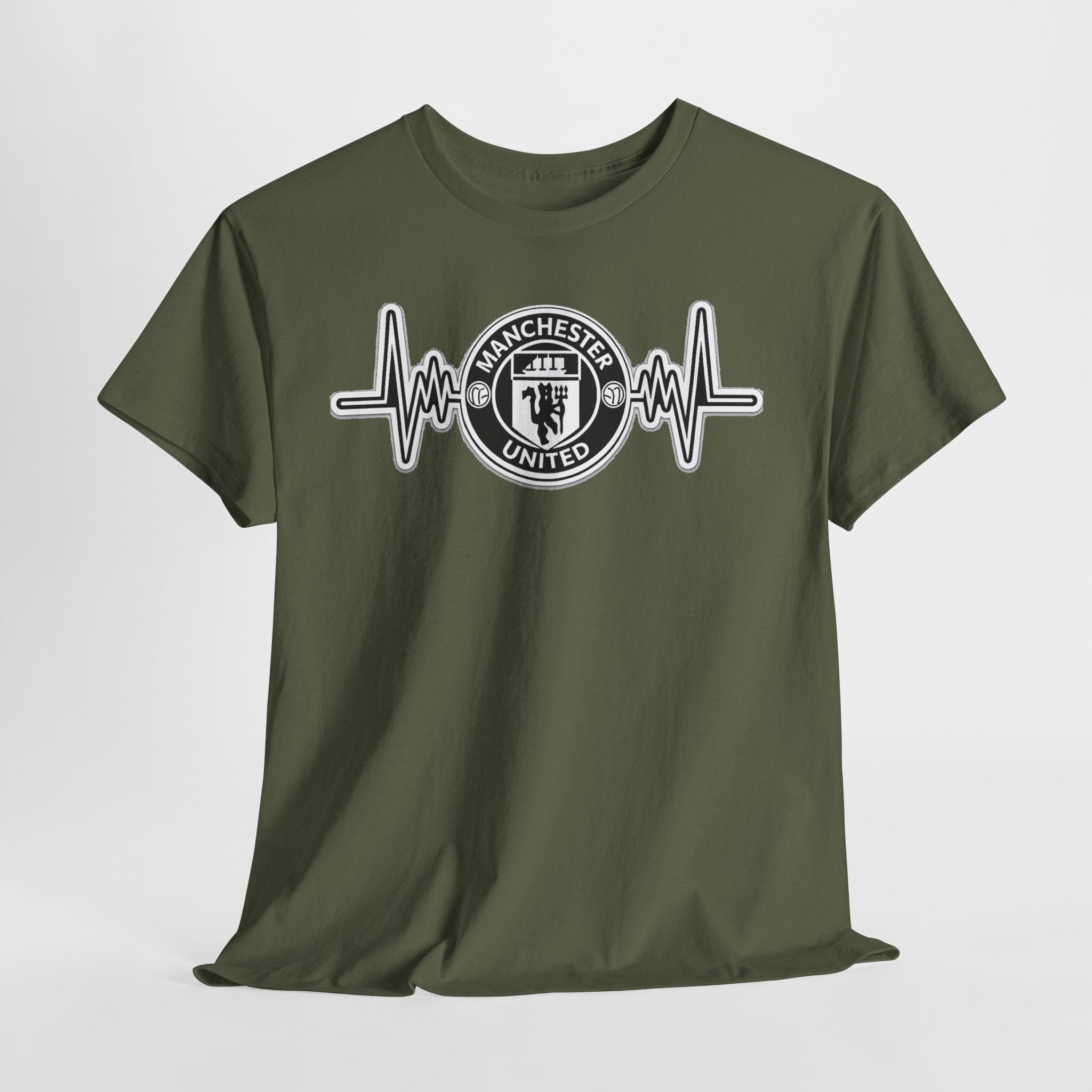 Manchester United Inspired Heartbeat T‑Shirt — Football Fan Pulse Tee