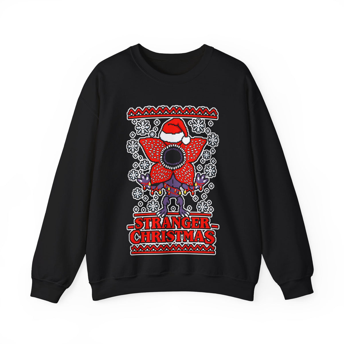 Stranger Christmas Crewneck Sweatshirt – Retro Demogorgon Holiday Sweater