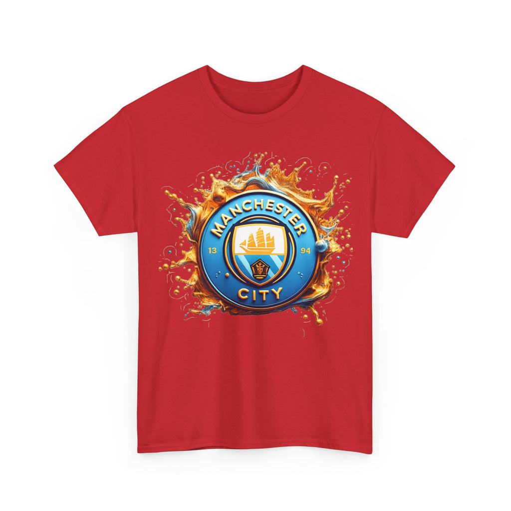 Manchester City Inspired Splash Logo Cotton T-Shirt