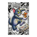 Tom & Jerry Manga Tea Towel — Waffle Weave Double-Sided Kitchen Towel