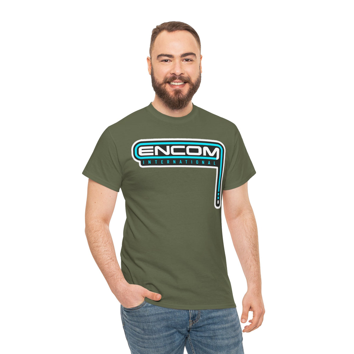 ENCOM International Logo Cotton T-Shirt — Retro Tech Gaming Tee