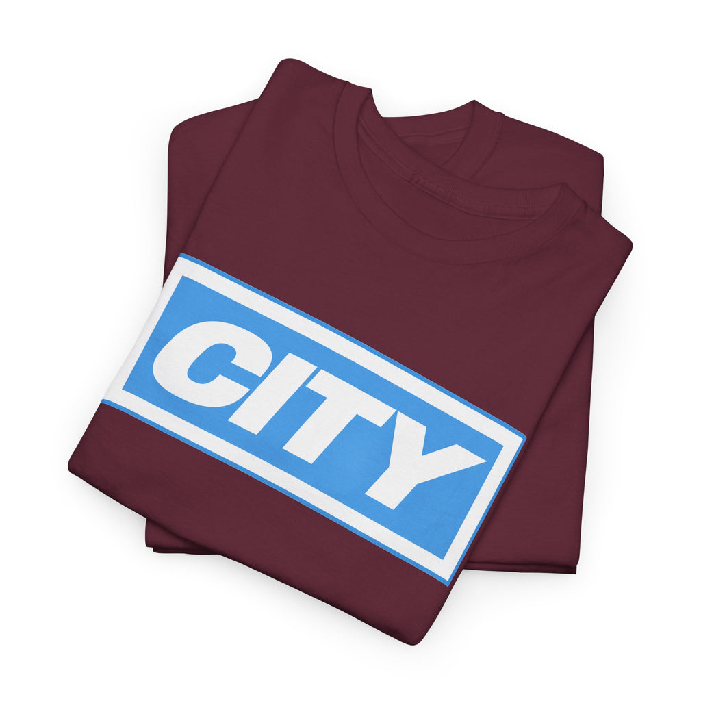 City Logo T-Shirt — Bold Blue Box Graphic Tee