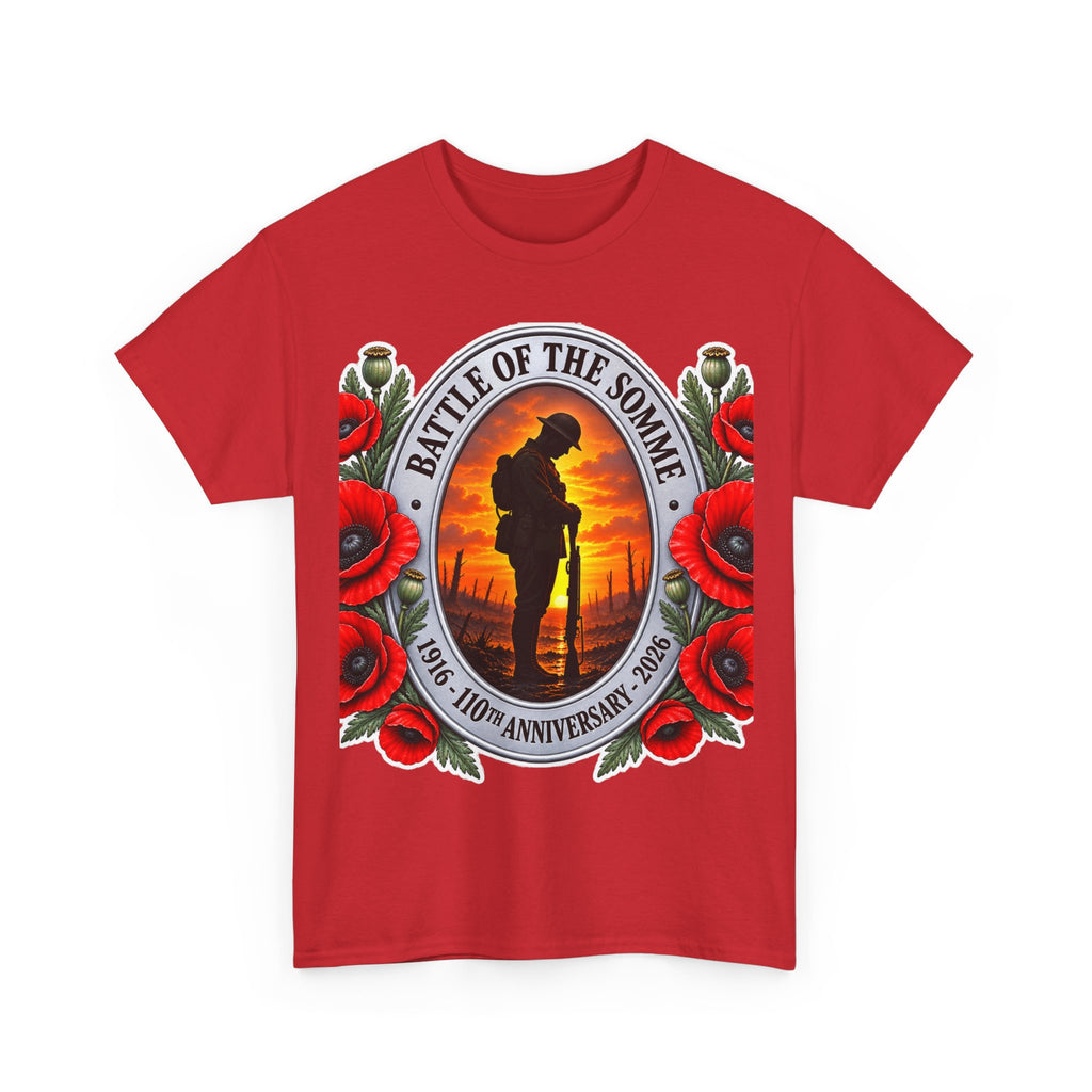 Battle of the Somme Memorial Cotton T-Shirt — 100th Anniversary Poppy Tribute