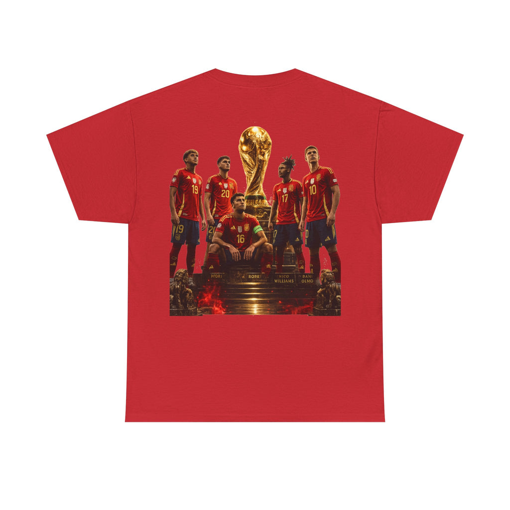 Spain World Cup Soccer T-Shirt — National Team Crest & Trophy Graphic