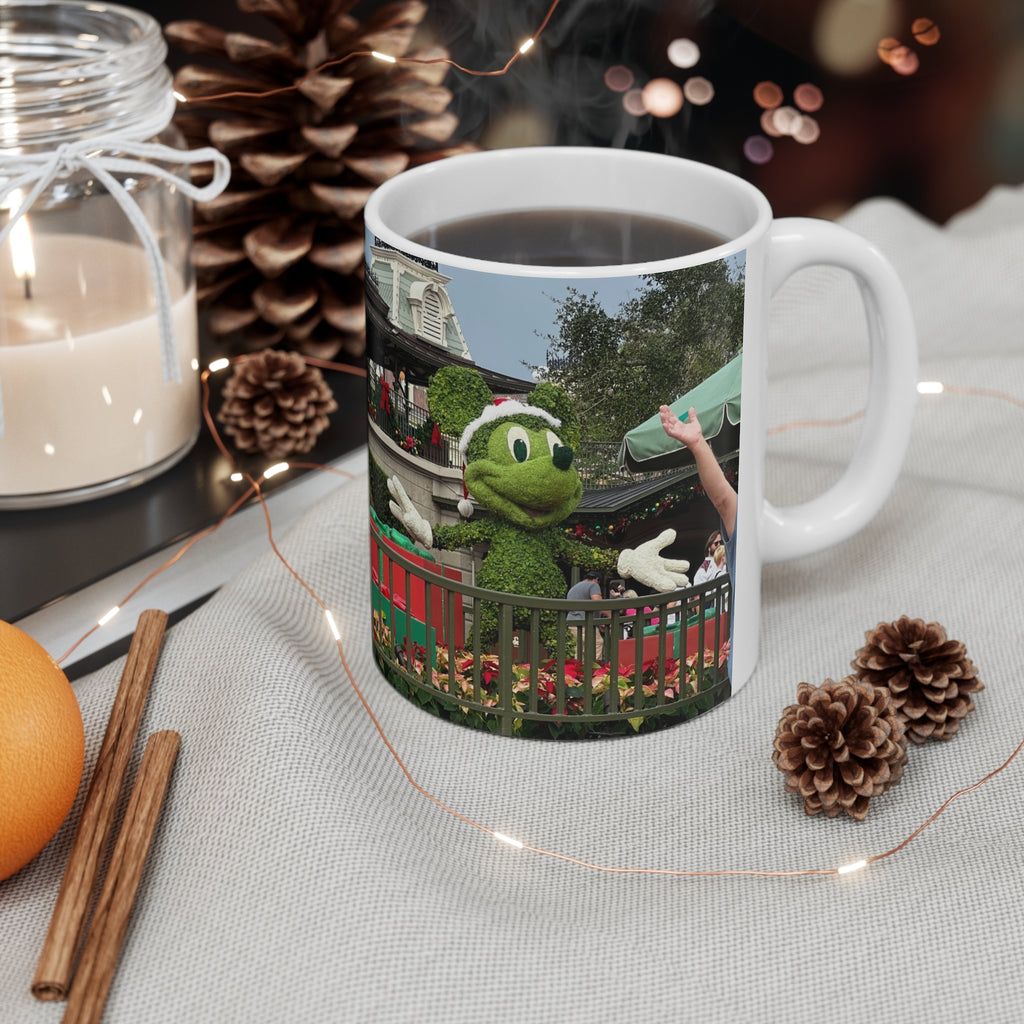 Christmas Topiary Mickey Ceramic Coffee Mug — Holiday Disney Park Souvenir (11oz/15oz)