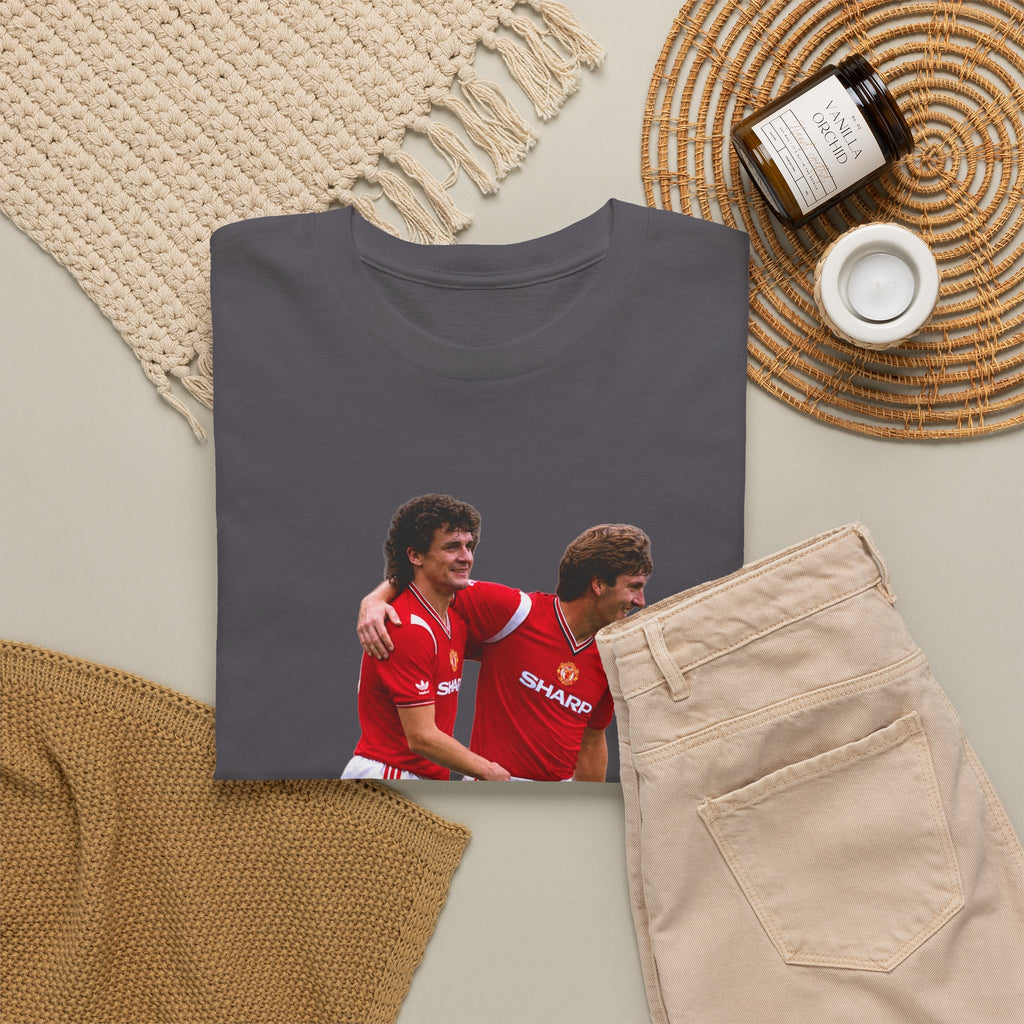 Hughes and Whiteside Manchester United Legend Teammates Graphic Cotton T-Shirt / Tee