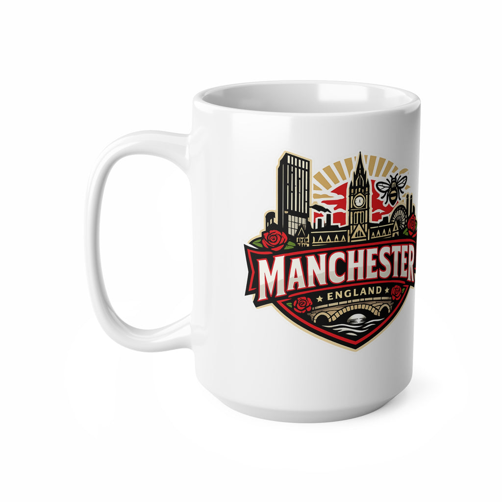 Manchester England Ceramic Coffee Cups, 11oz, 15oz