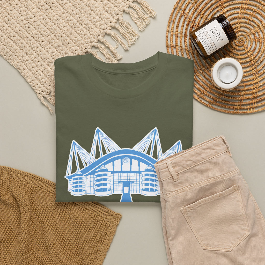 Etihad Stadium Illustration Cotton T-Shirt — Blue Arena Graphic Tee