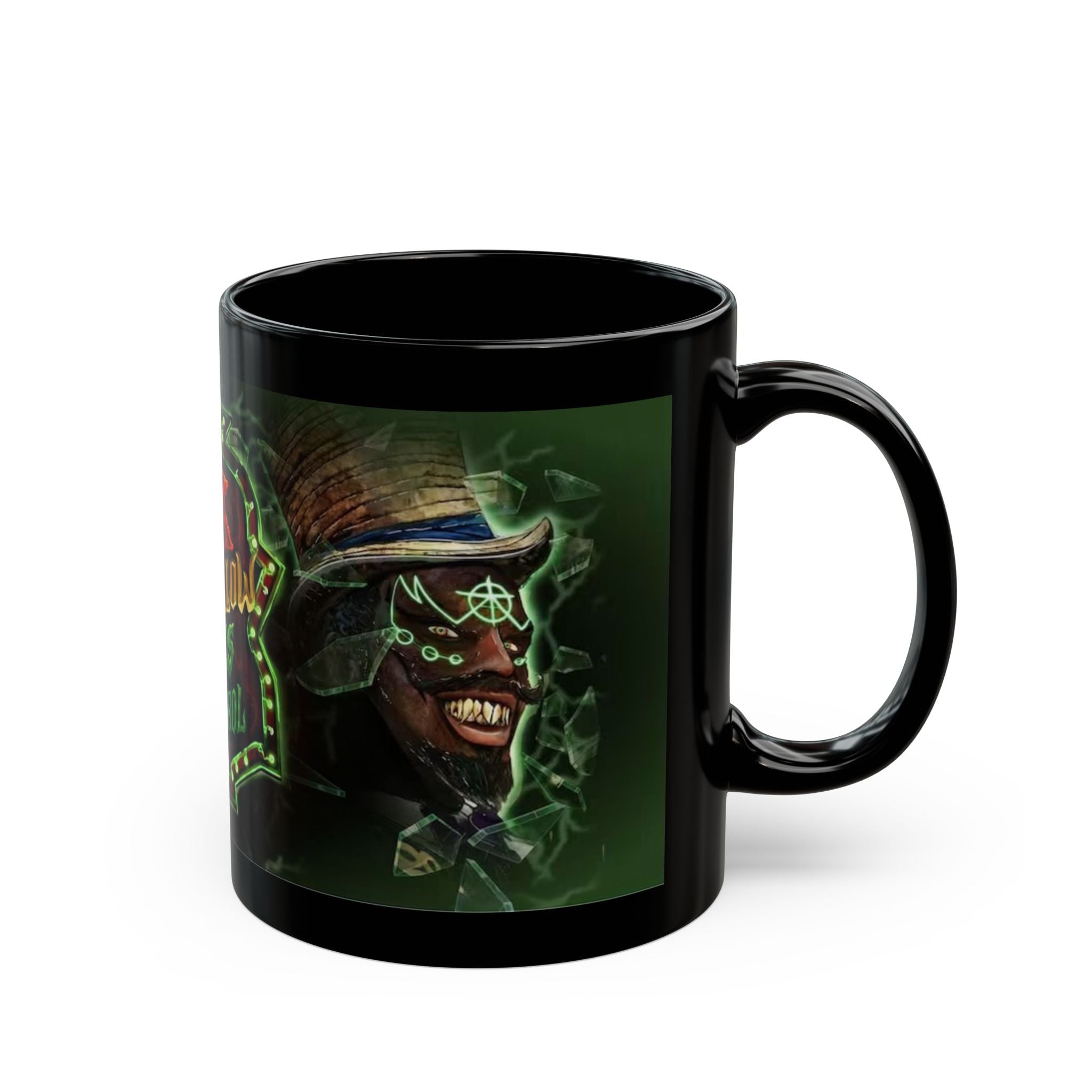 Black Ceramic Mug — 'Jack & Oddfellow Chaos Control' Horror Gamer Coffee Cup