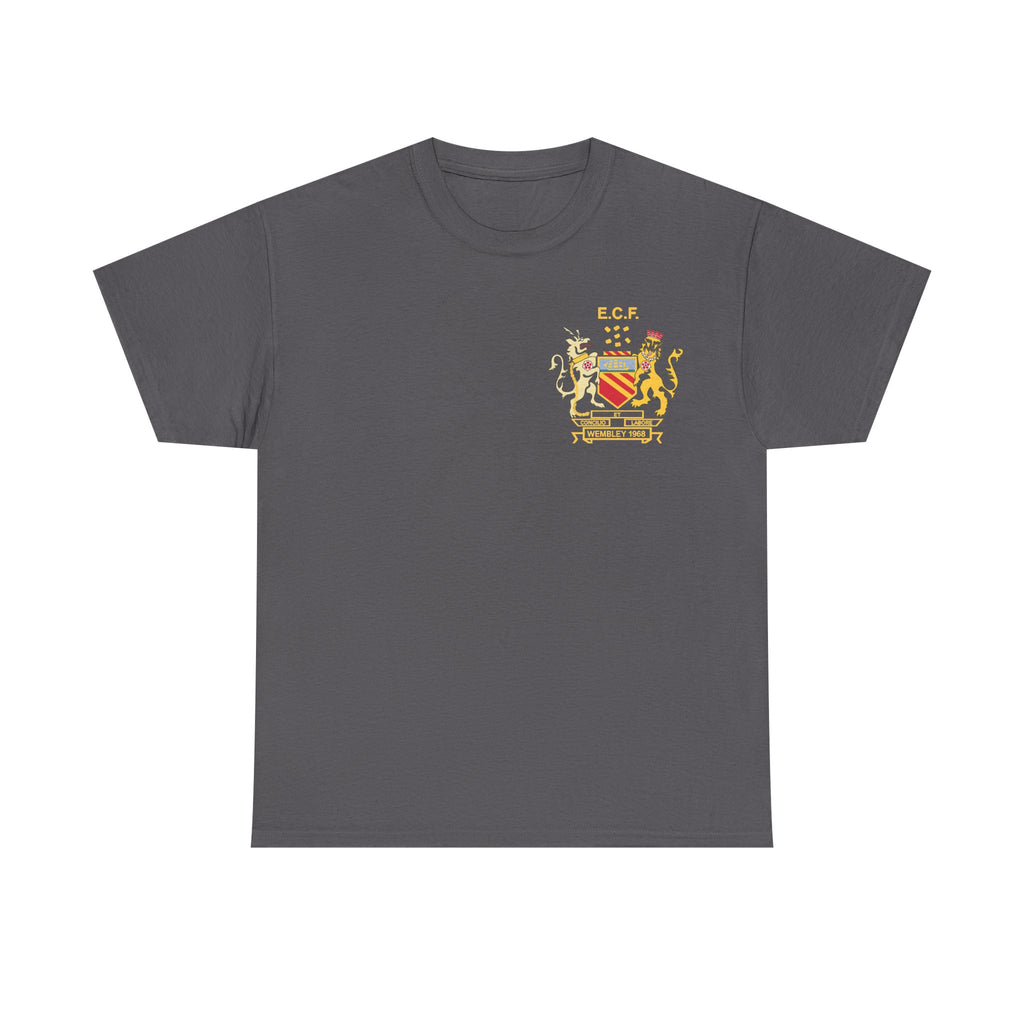 Manchester United Wembley 1968 Heraldic Crest Tee — Vintage Coat of Arms Chest Print