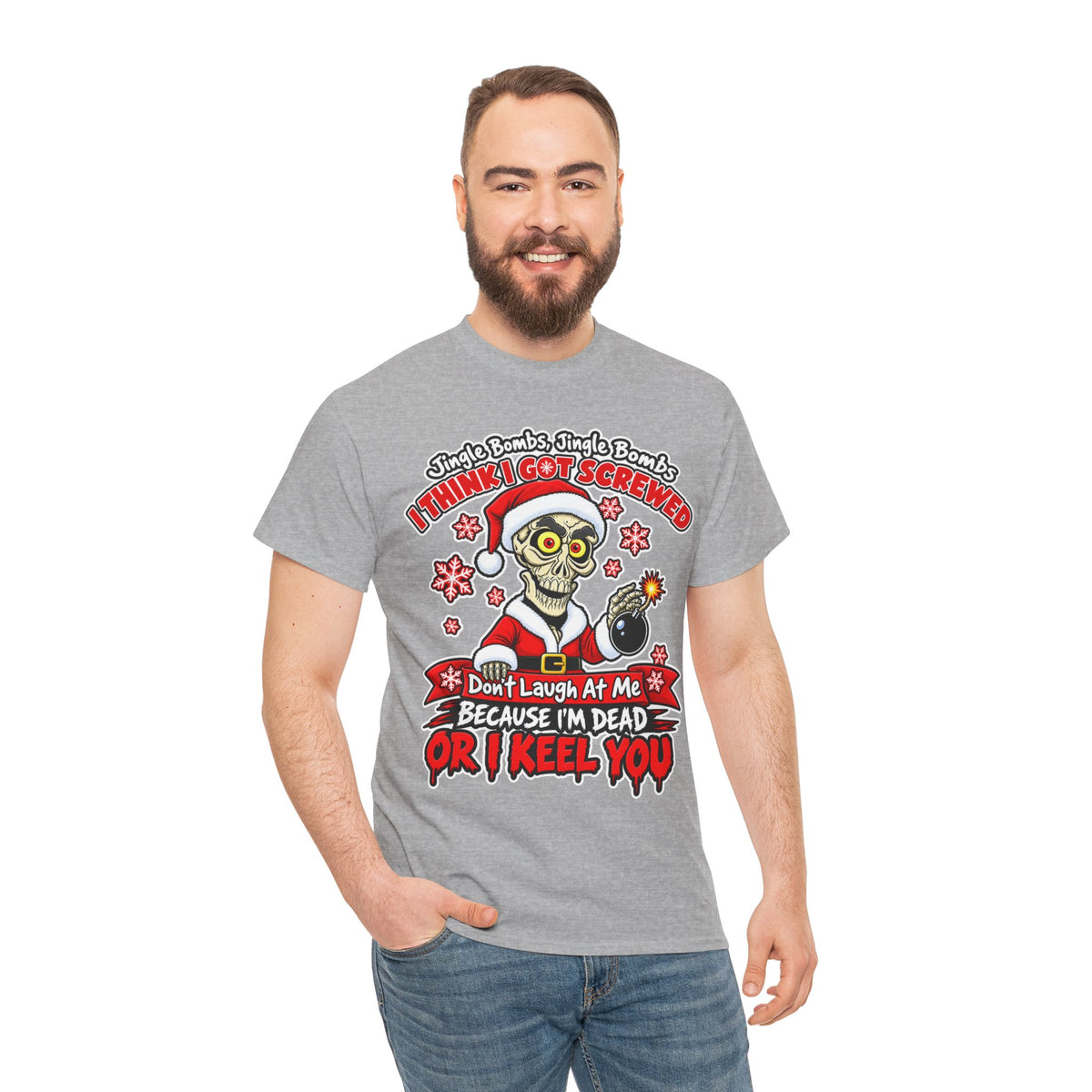 Santa Skull Christmas T-Shirt — "I Think I Got Screwed" Dark Holiday Tee