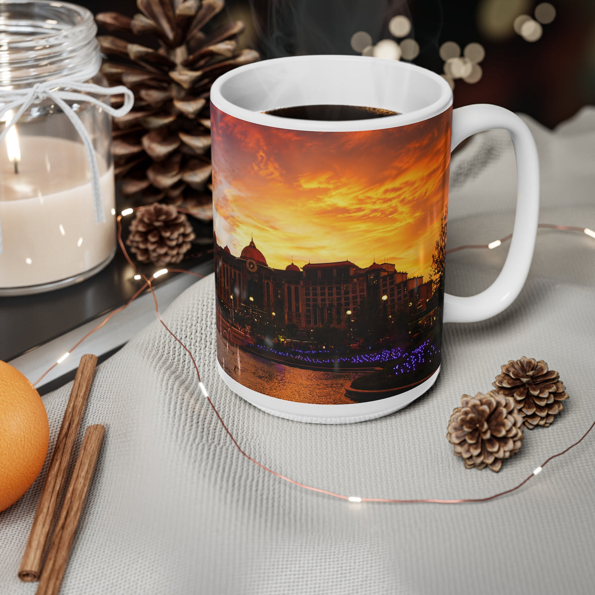 Epic Universe Sunset Ceramic Mug — Vibrant Sunset Skyline Coffee Cup (11oz & 15oz)