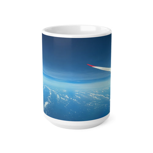 Aerial Sky View Ceramic Coffee Mug — Airplane Window Photo, 11oz & 15oz