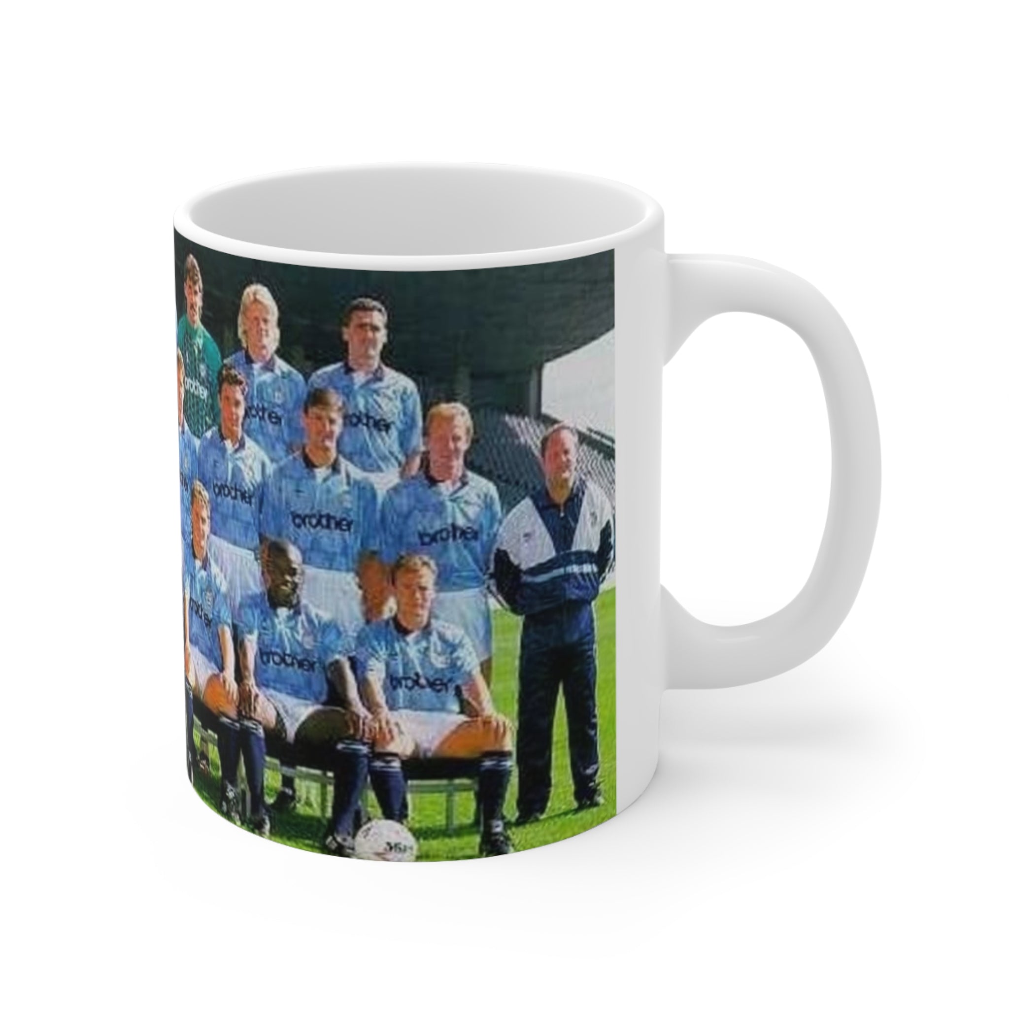 Manchester City 1990/91 Team Photo Coffee Mug — Vintage Soccer Squad Ceramic Mug (11oz & 15oz)