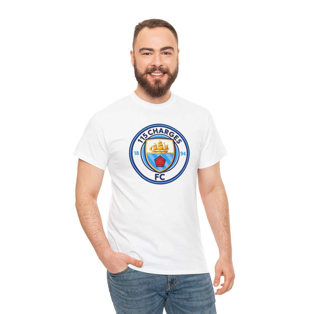 115 Charges FC Crest Cotton Tee — Vintage Blue Club Logo T-Shirt