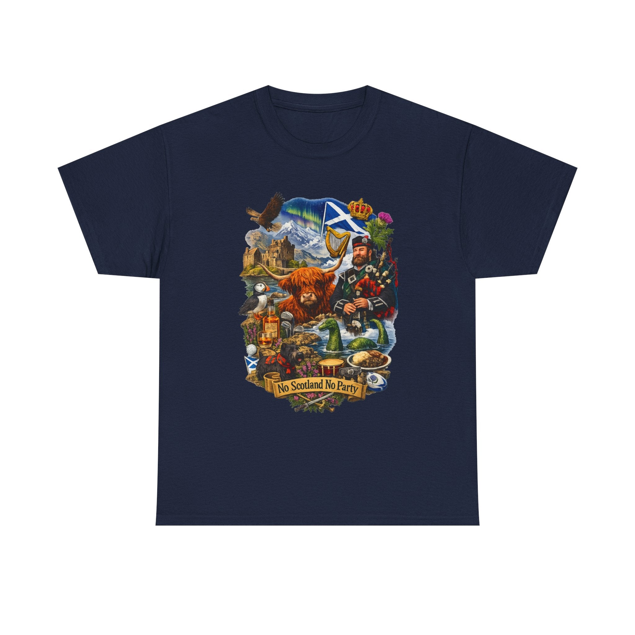 Scotland Collage T-Shirt — "No Scotland No Party" Scottish Heritage Tee