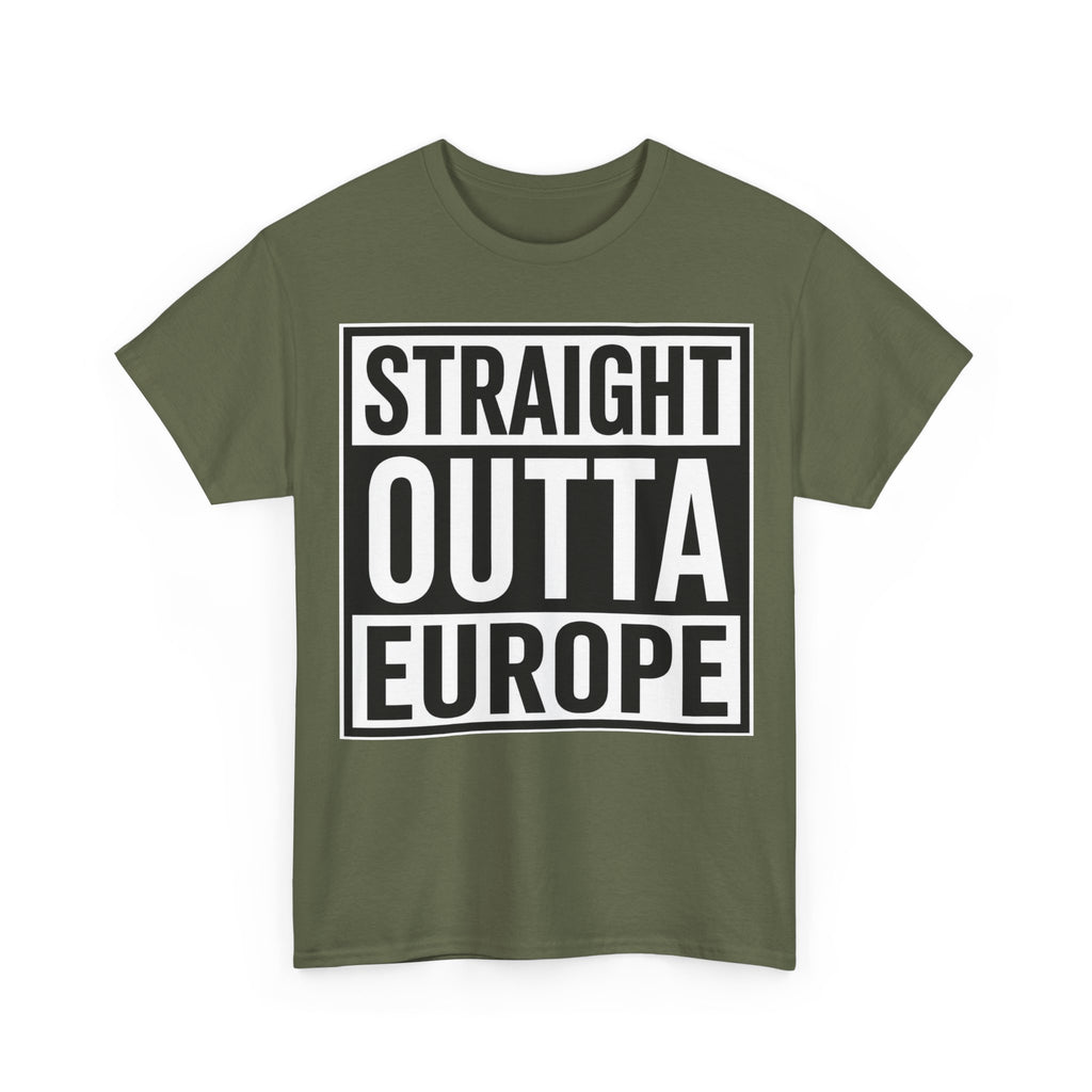 Straight Outta Europe T-Shirt — Bold Black Box Graphic Tee