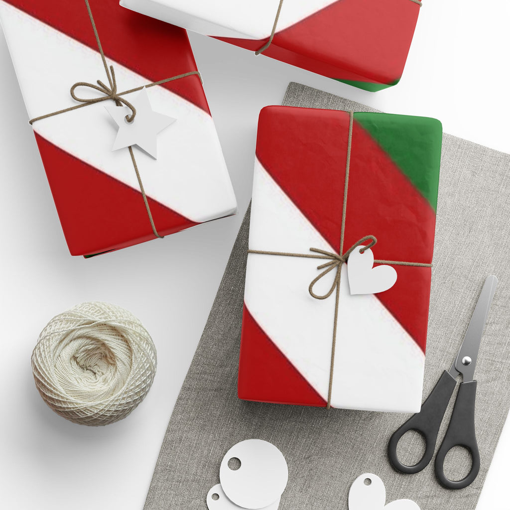 Holiday Candy Cane Stripe Wrapping Paper — Red & Green Christmas Gift Wrap