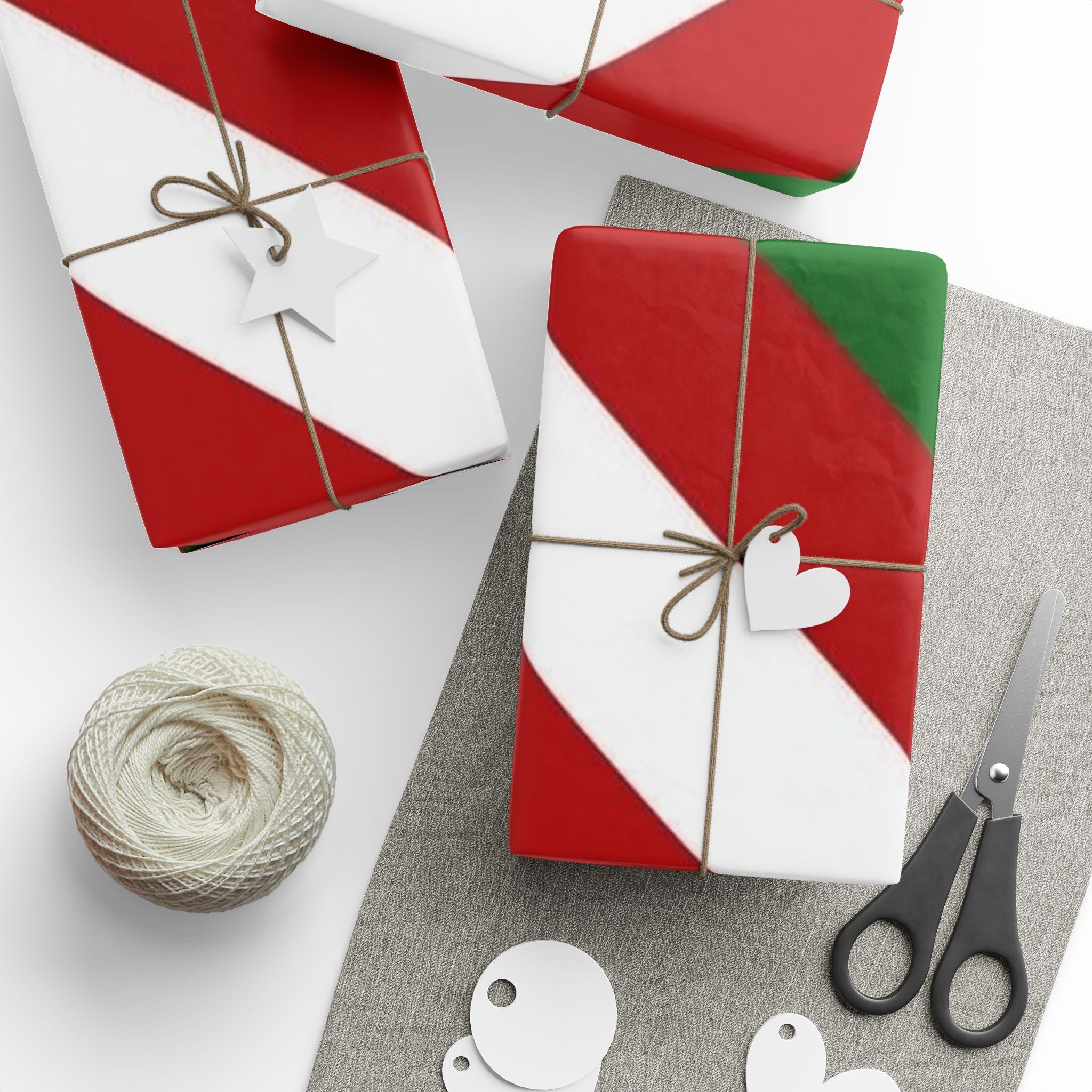 Holiday Candy Cane Stripe Wrapping Paper — Red & Green Christmas Gift Wrap