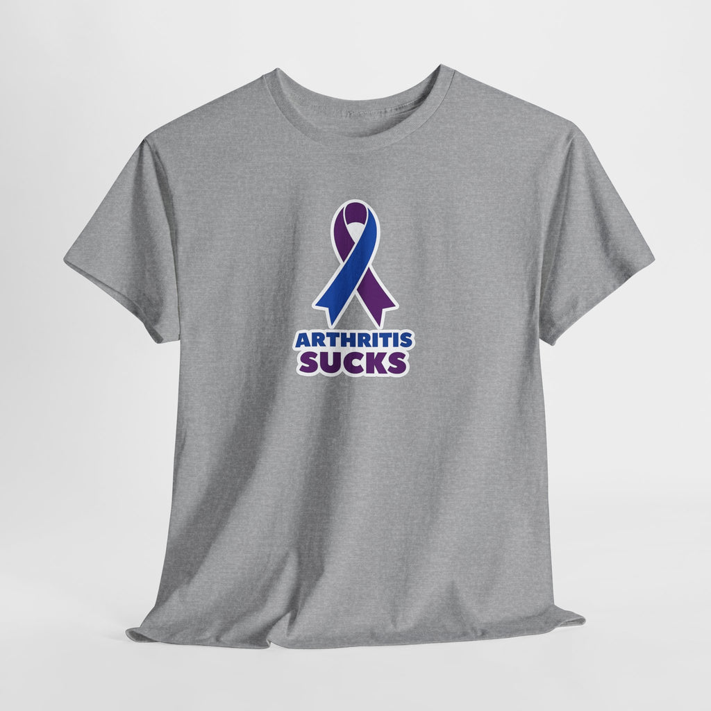 Arthritis Sucks Awareness T-Shirt — Purple & Blue Ribbon Support Tee