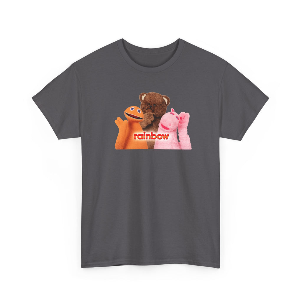 Rainbow Kids TV Zippy, George and Bungle Puppets T-Shirt — Cute Teddy & Hand Puppets Graphic Tee