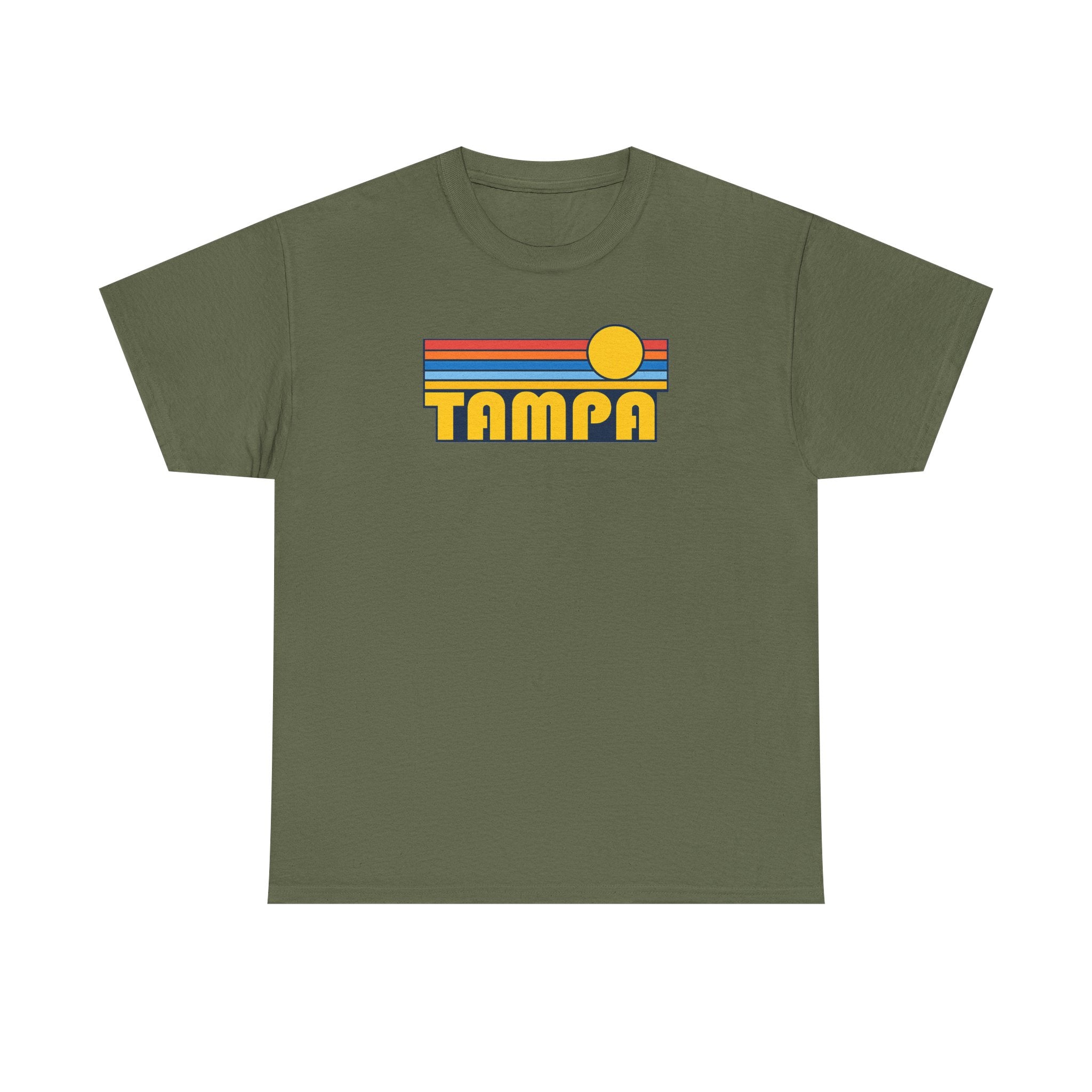 Tampa Retro Sunset T-Shirt — Vintage 70s Striped Beach Tee