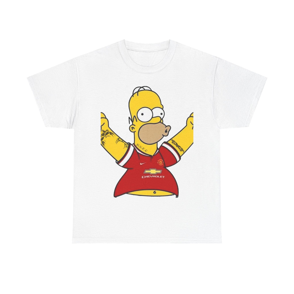 Homer Simpson Manchester Fan T-Shirt — Cartoon Football Supporter Tee