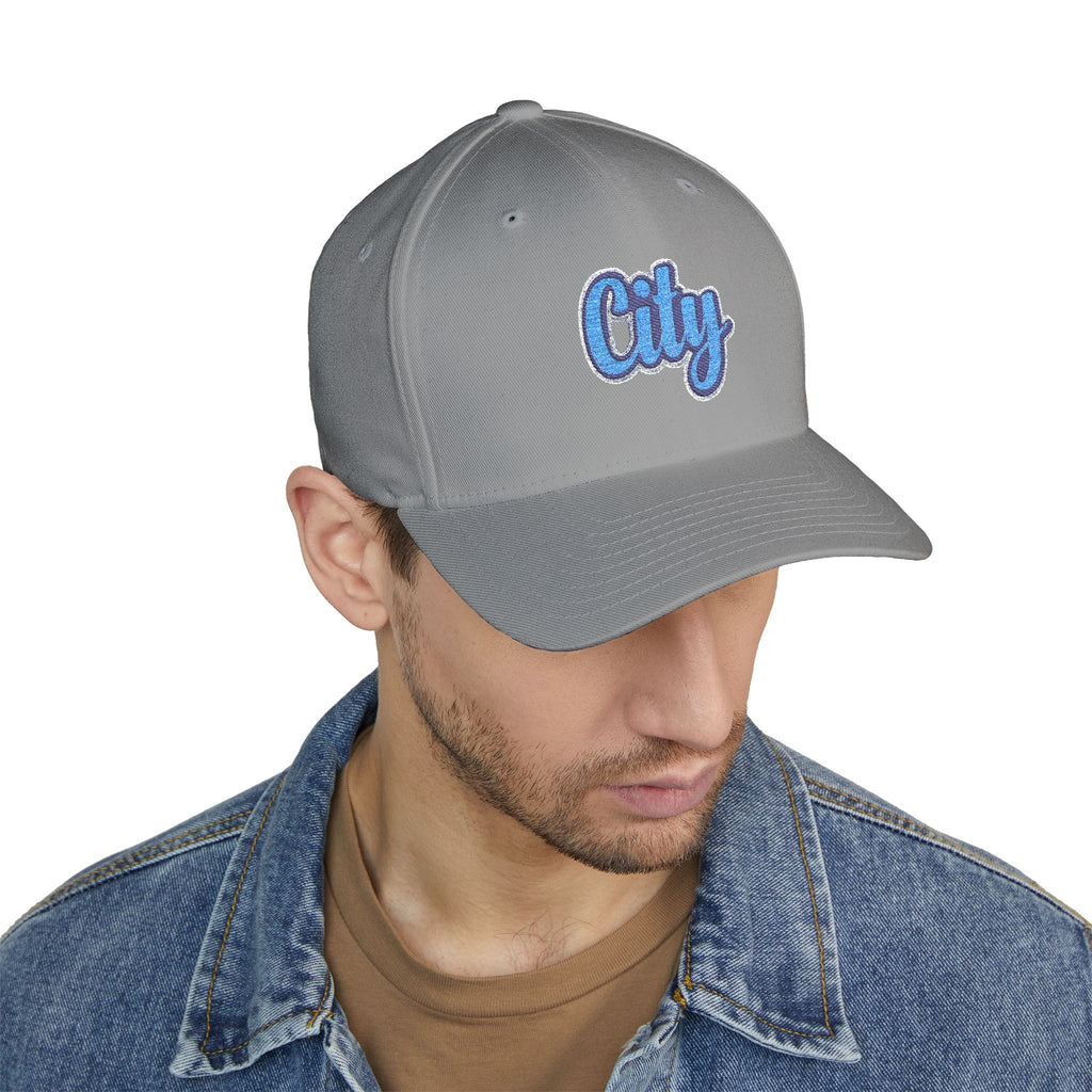 Embroidered "City" Script Closed-Back Baseball Cap