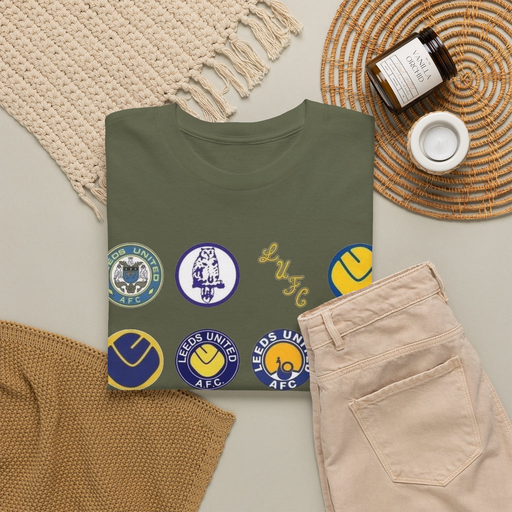 Leeds United Retro Crest Cotton T-Shirt — Vintage Football Club Emblem Tee