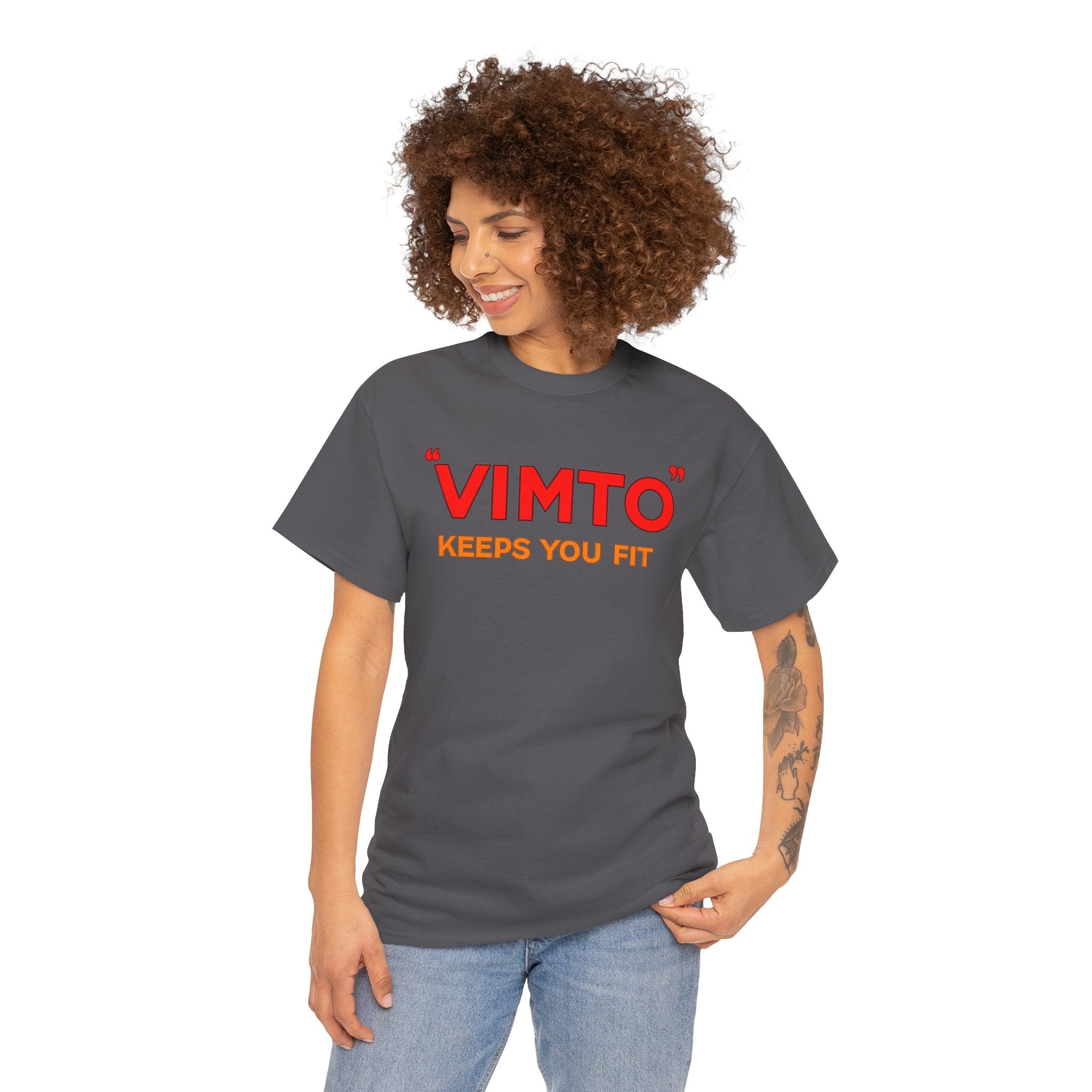 VIMTO "Keeps You Fit" Graphic Tee — Retro Beverage Logo T-Shirt