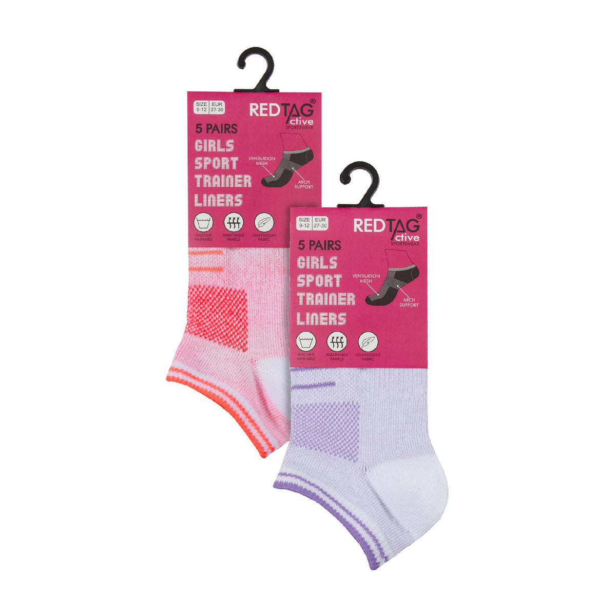 Girls Mesh Insert Low Cut Trainer Socks (Multipack Options)