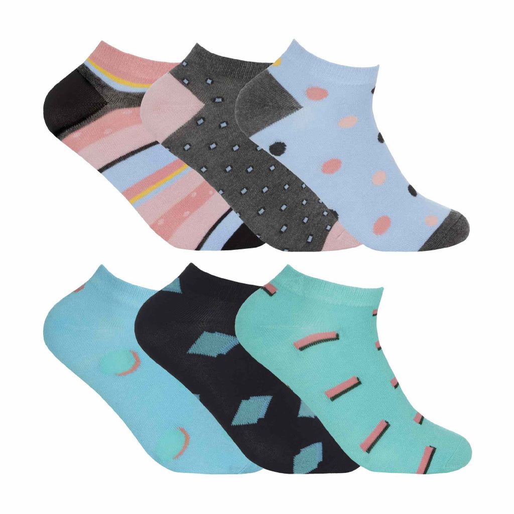 12 Pack Girls Soft Breathable Bamboo Patterned Ankle Socks