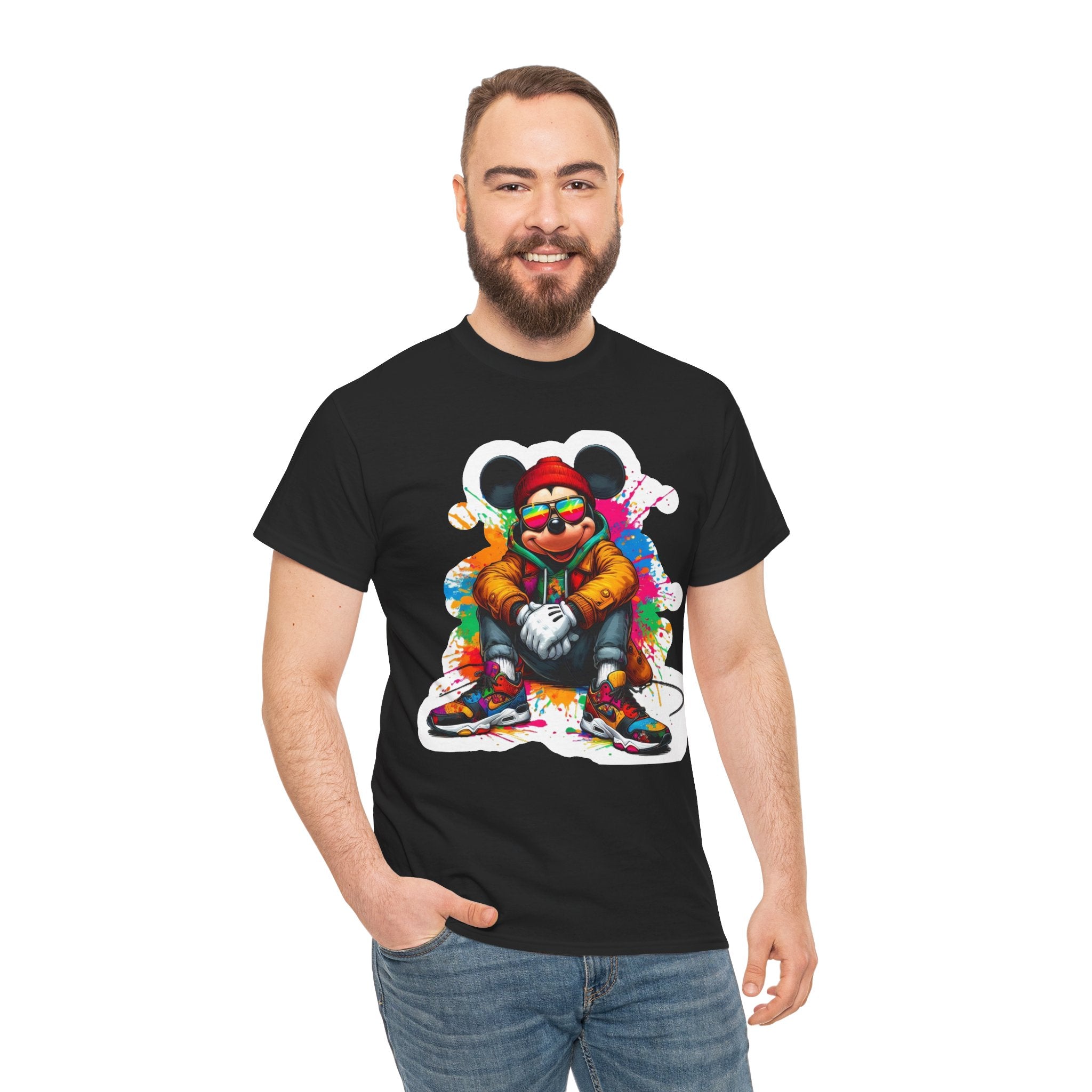 Streetwear Mouse Graphic Tee — Colorful Urban Hip-Hop Cartoon Shirt