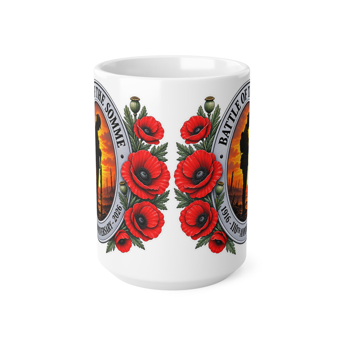 Battle of the Somme Poppy Memorial Mug — 11oz & 15oz Ceramic Coffee Cup
