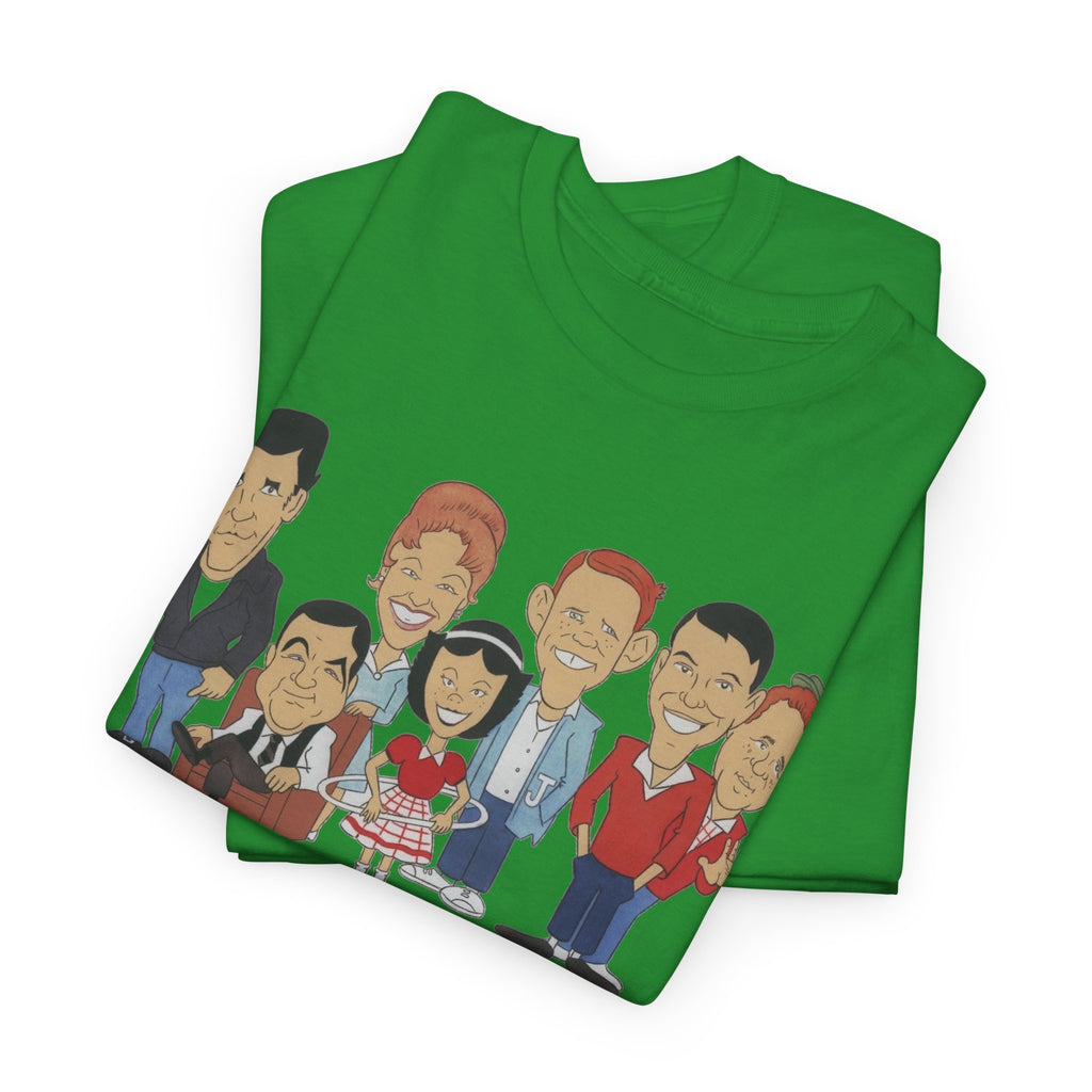 Happy Days Retro TV Cast Cartoon Tee - Vintage Sitcom Character Group Shirt
