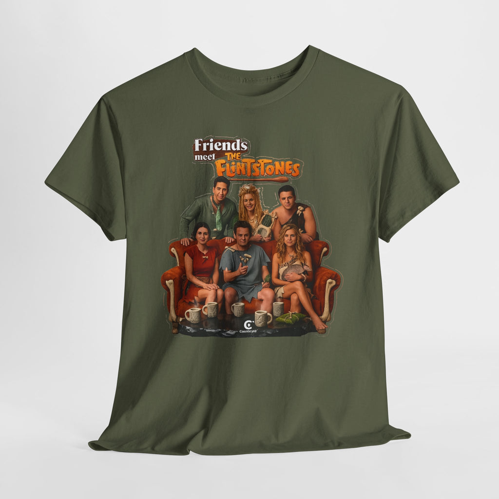 Friends meets the Flintstones TV Sitcom Cast Graphic Tee — 'Friends' Retro Couch Design