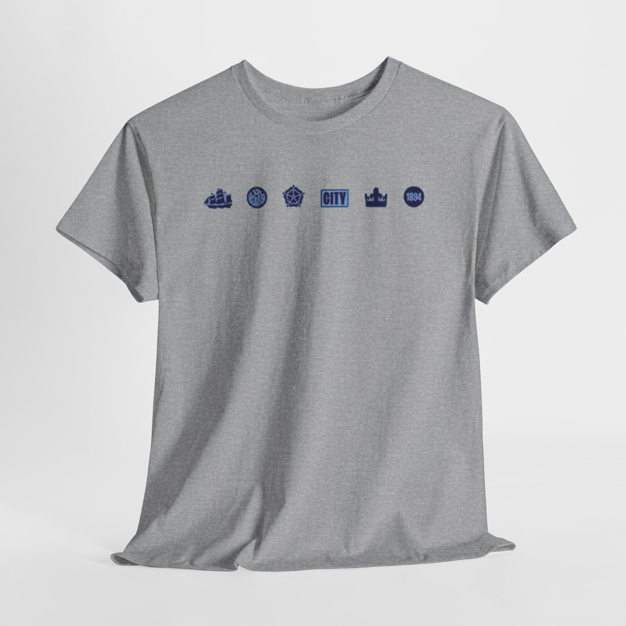 Manchester City Minimal City Icons Tee — Navy Skyline Icons Chest Print