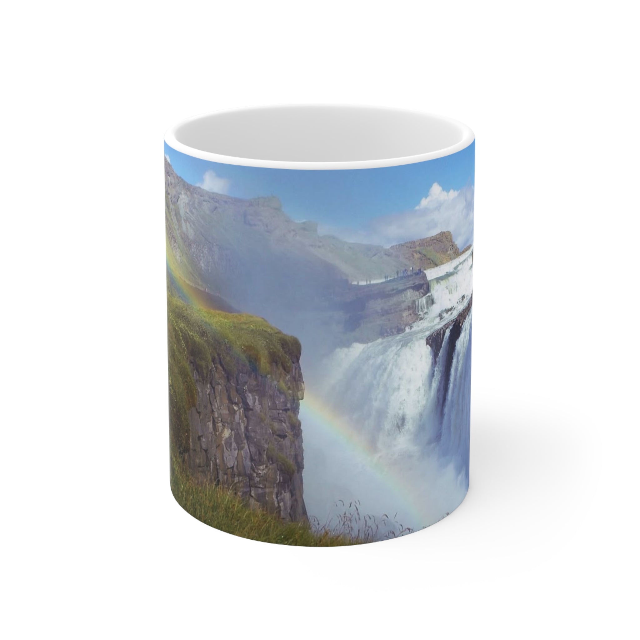Waterfall Rainbow Ceramic Coffee Mug — Scenic Landscape 11oz & 15oz