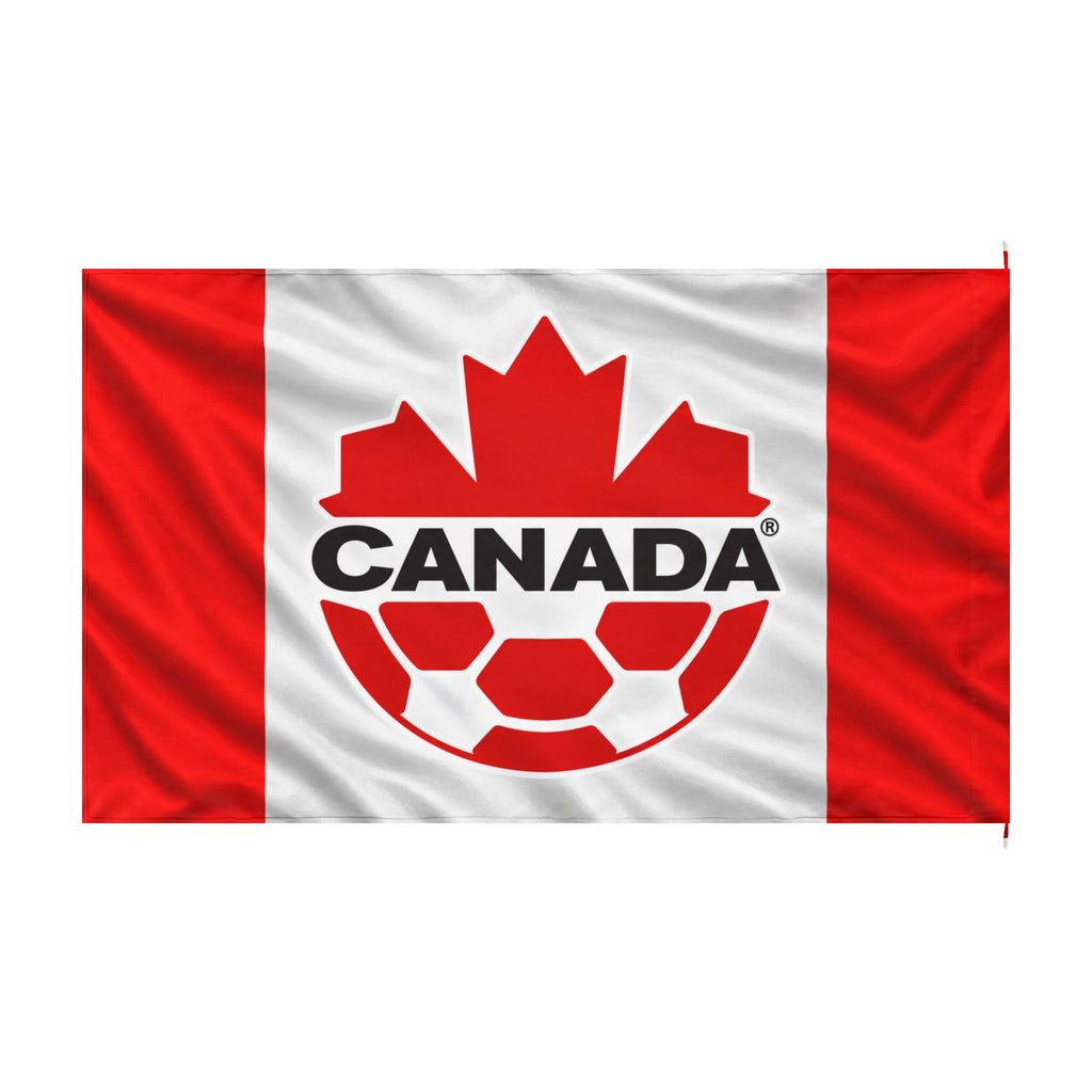 Canada Soccer Flag — Double-Sided Canadian Maple Leaf & Soccer Ball Banner